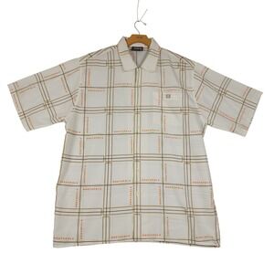 South Pole Mens White Plaid Short Sleeve Button Up Shirt Authentic Collection XL